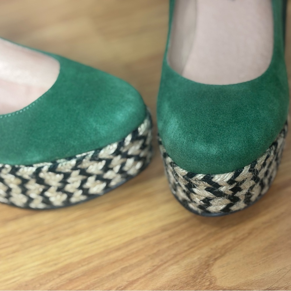 NIB Free People Green Suede Platform Wedge Espadrilles 39 - Picture 8 of 9